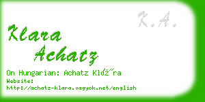 klara achatz business card